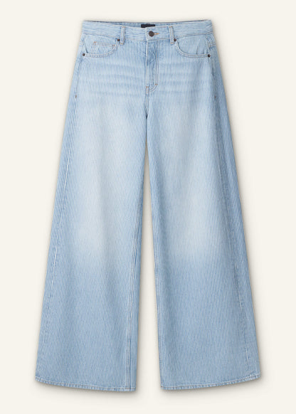 Blue Micro Stripe Ultimate Wide-Leg Jean | ME+EM