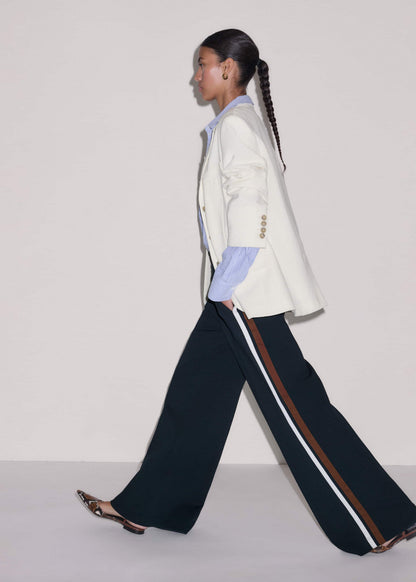 Navy Side Stripe Stretch Jersey Icon Track Pant | ME+EM