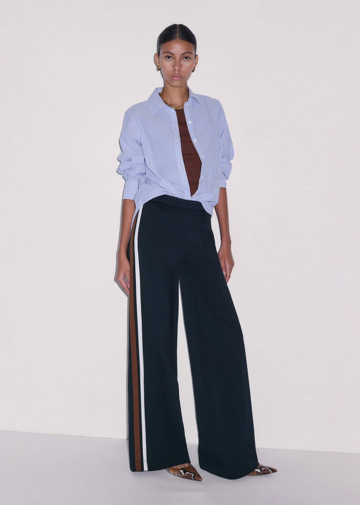 Navy Side Stripe Stretch Jersey Icon Track Pant | ME+EM