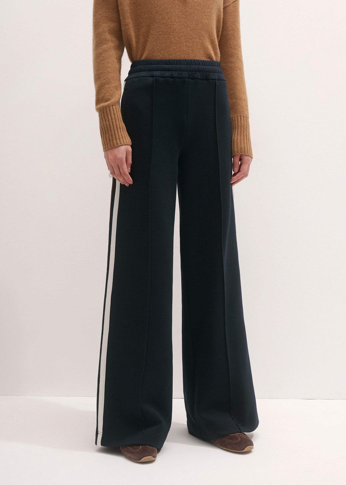 Navy Side Stripe Stretch Jersey Icon Track Pant | ME+EM