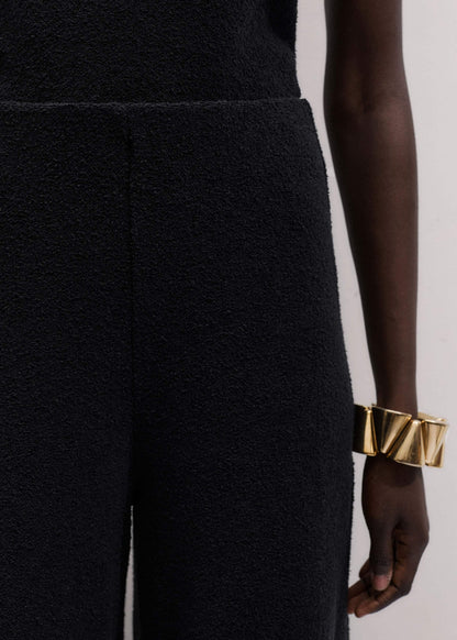 Black Textured Wide-Leg Palazzo Pant | ME+EM