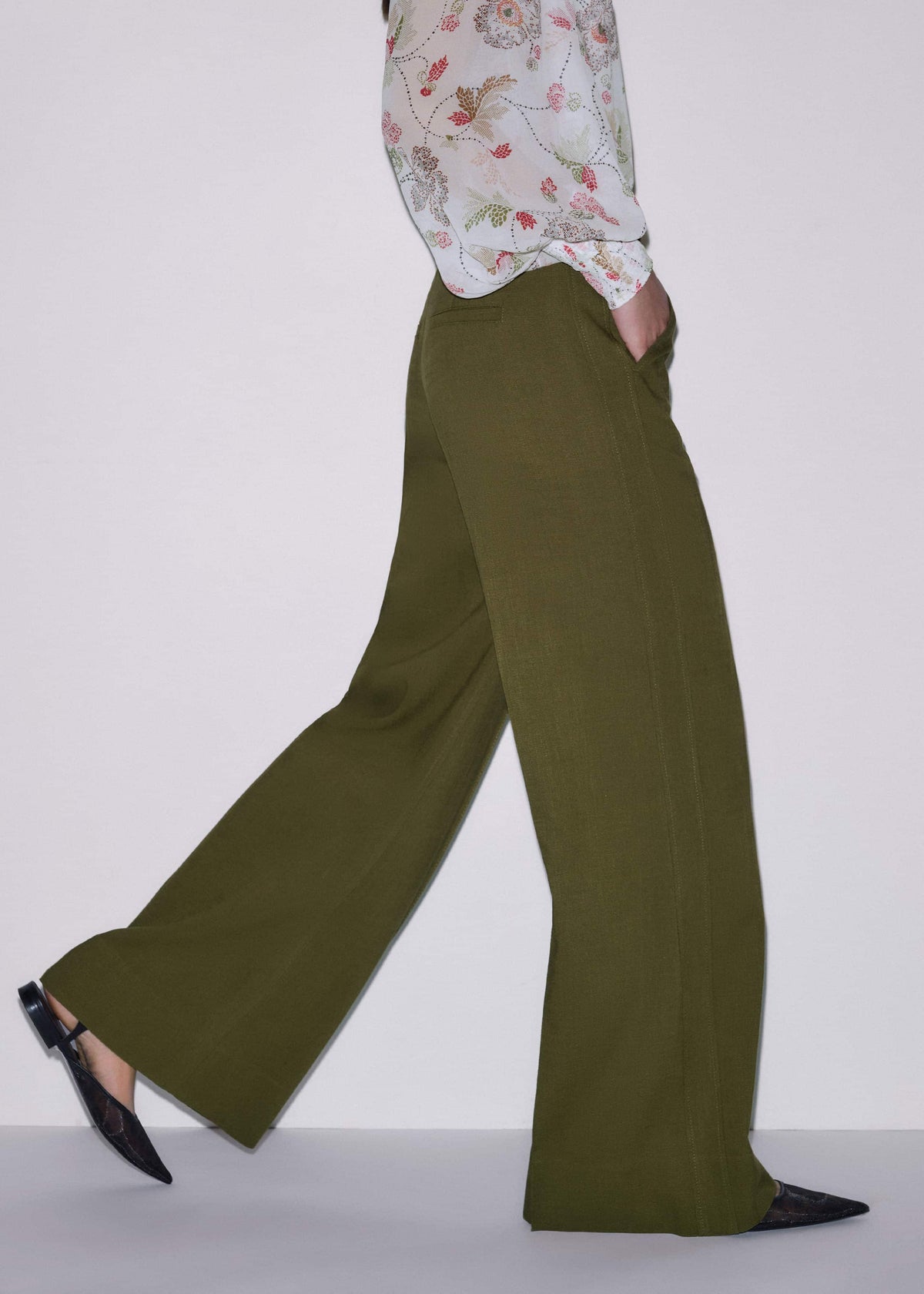 Olive Green Forever Wide-Leg Pant | ME+EM