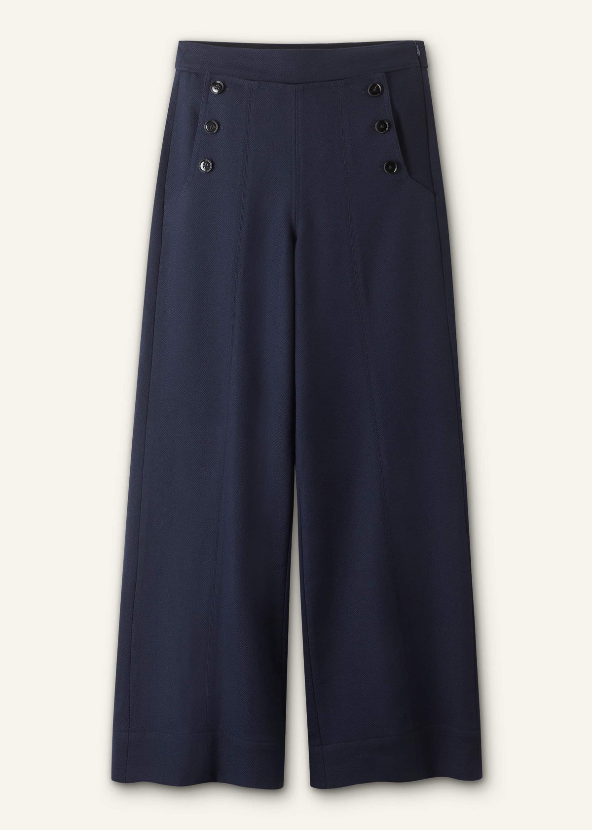 Navy Button Front High Waist Wide-Leg Pant | ME+EM