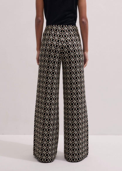 Navy Graphic Jacquard Wide-Leg Pant | ME+EM