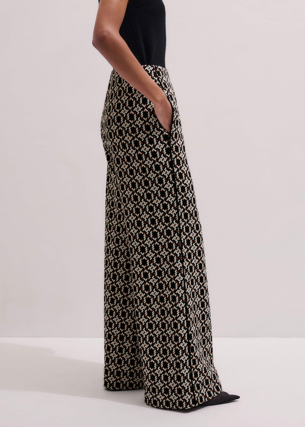 Navy Graphic Jacquard Wide-Leg Pant | ME+EM