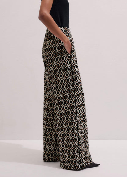 Navy Graphic Jacquard Wide-Leg Pant | ME+EM