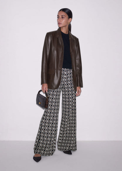 Navy Graphic Jacquard Wide-Leg Pant | ME+EM
