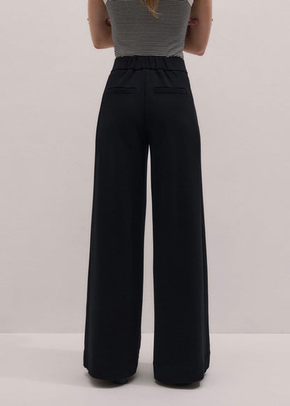 Black Luxe Travel Tailoring Wide-Leg Pant | ME+EM