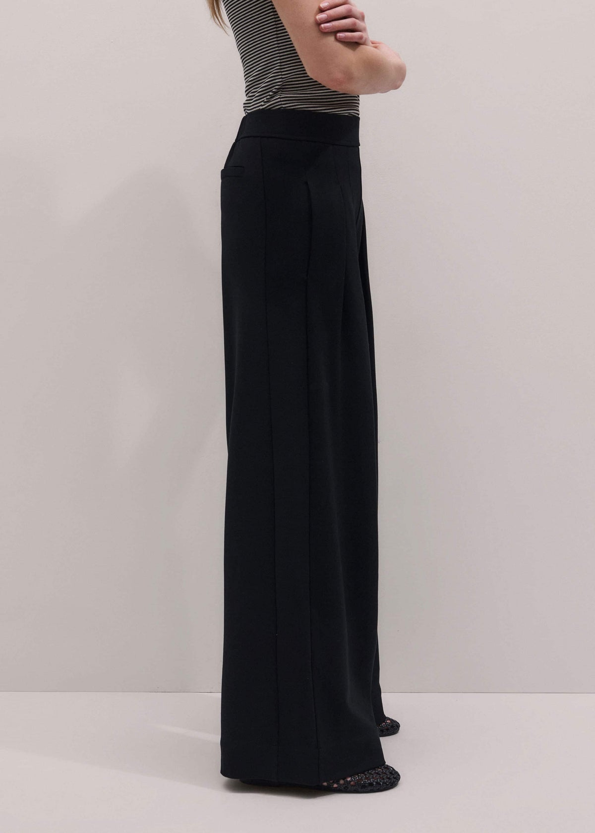 Black Luxe Travel Tailoring Wide-Leg Pant | ME+EM