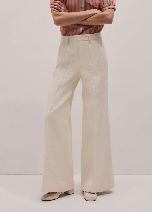 Ivory Luxe Jacquard Wide-Leg Pant | ME+EM