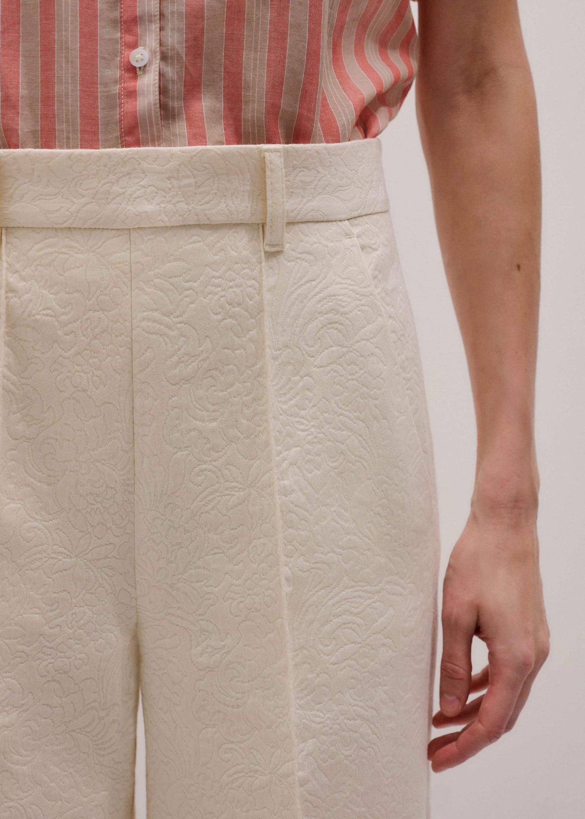 Ivory Luxe Jacquard Wide-Leg Pant | ME+EM