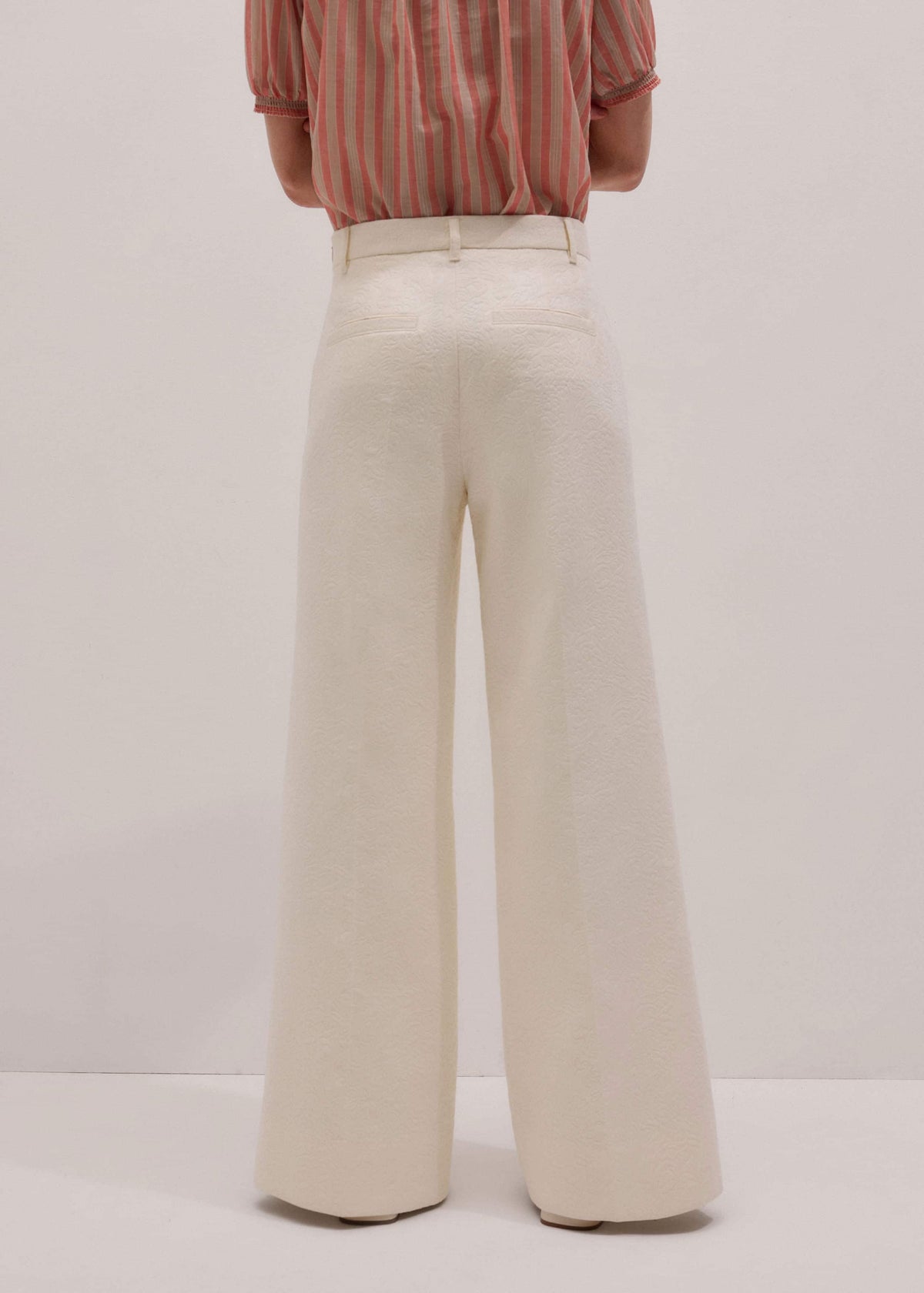 Ivory Luxe Jacquard Wide-Leg Pant | ME+EM