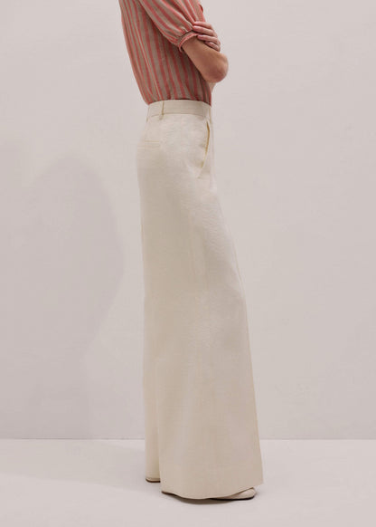 Ivory Luxe Jacquard Wide-Leg Pant | ME+EM