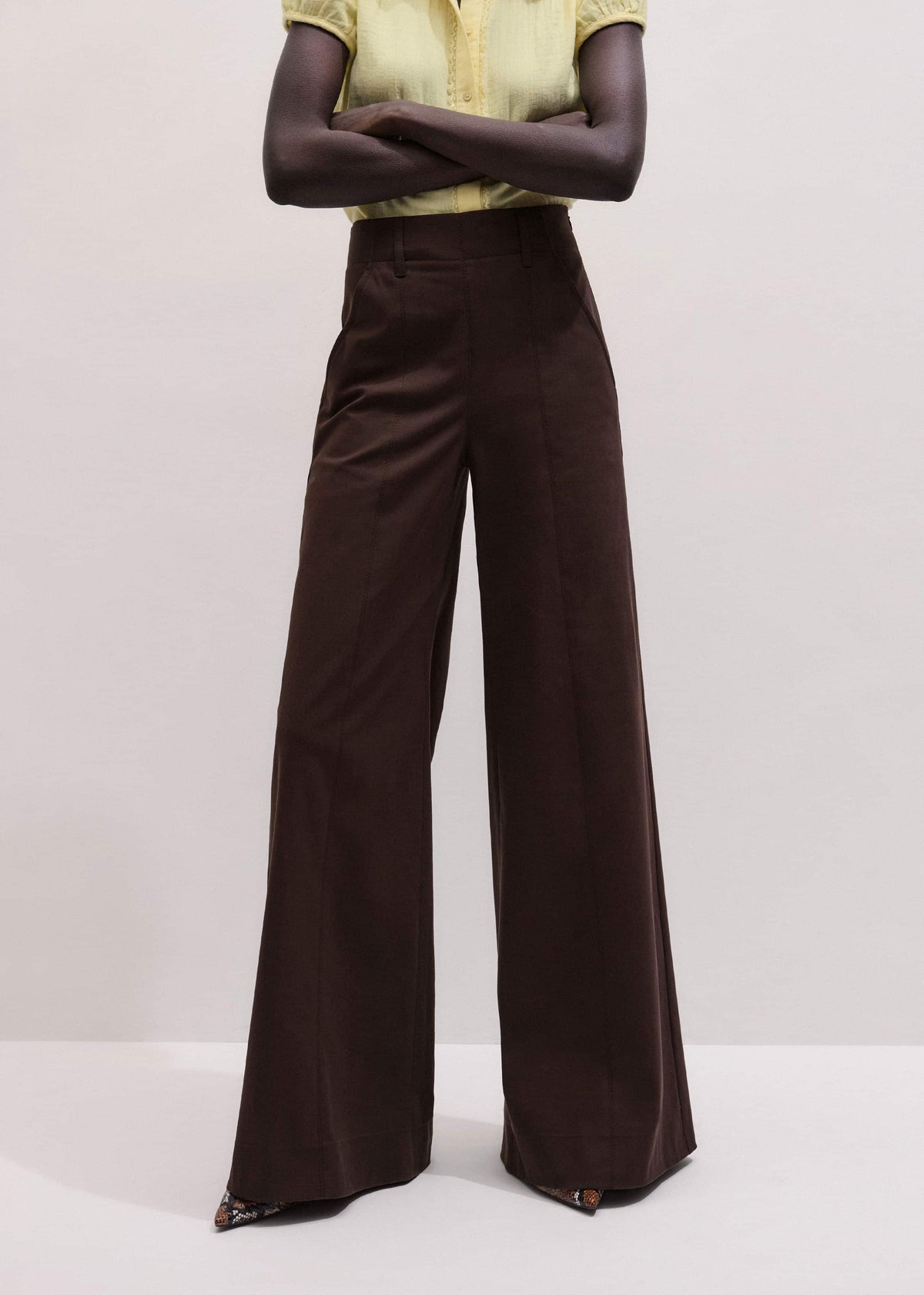 Brown High Waist Wide-Leg Pant | ME+EM