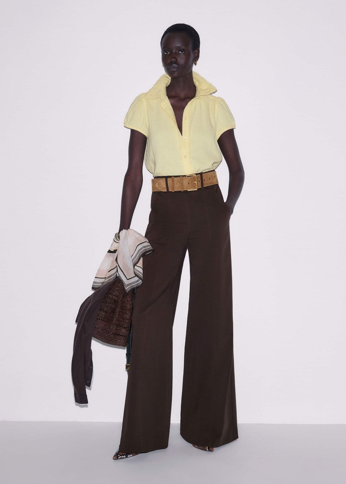 Brown High Waist Wide-Leg Pant | ME+EM
