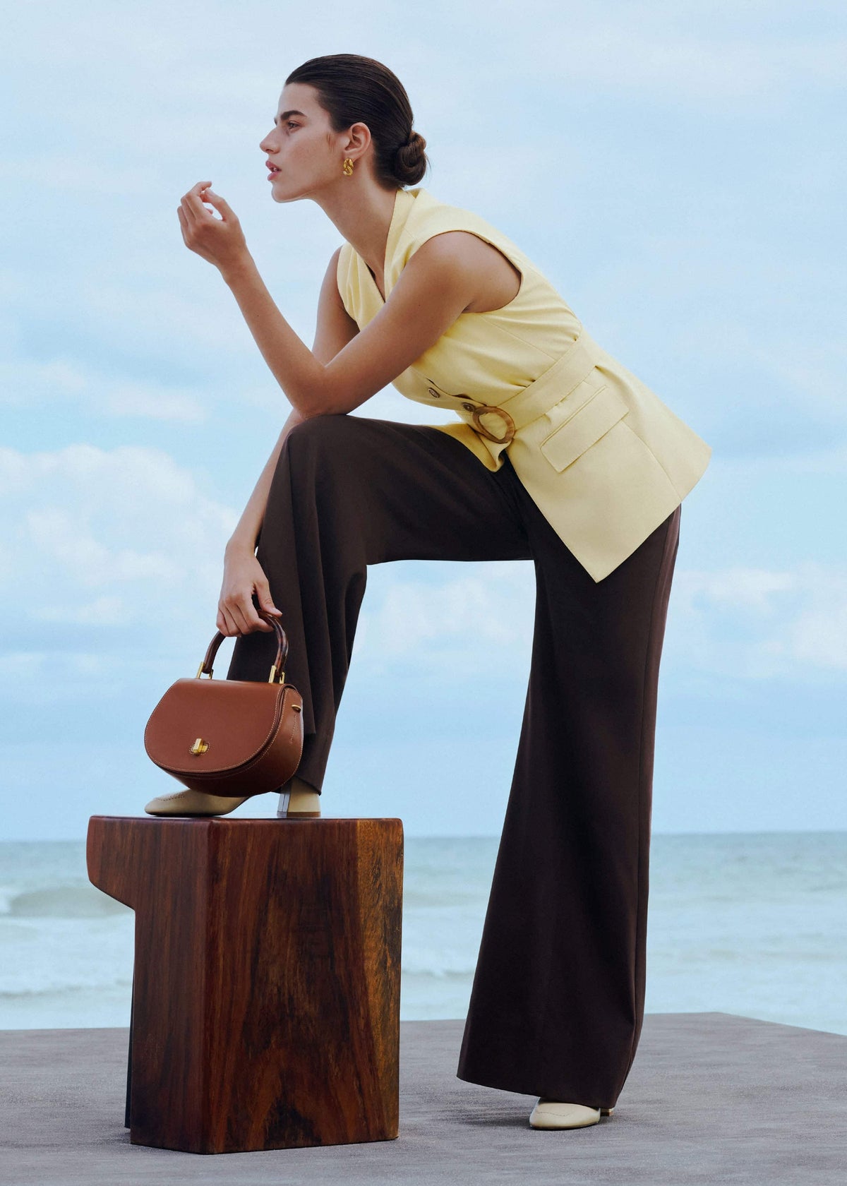 Brown High Waist Wide-Leg Pant | ME+EM