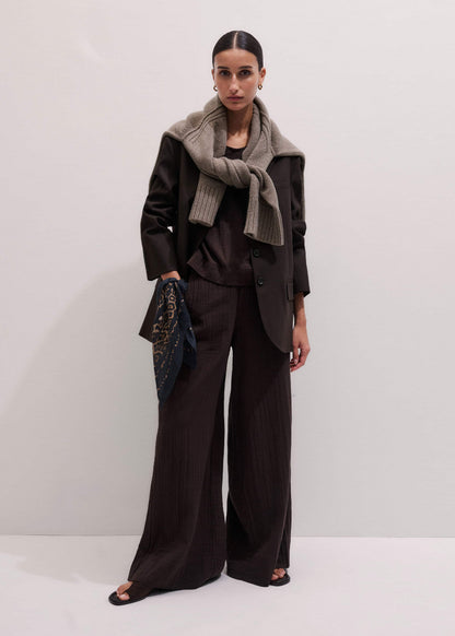 Brown Cheesecloth Wide-Leg Pant | ME+EM