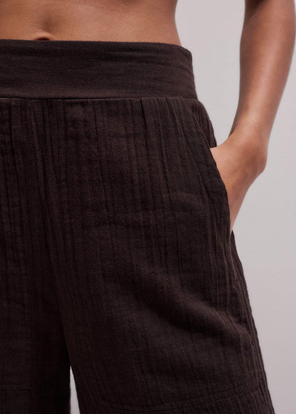 Brown Cheesecloth Wide-Leg Pant | ME+EM
