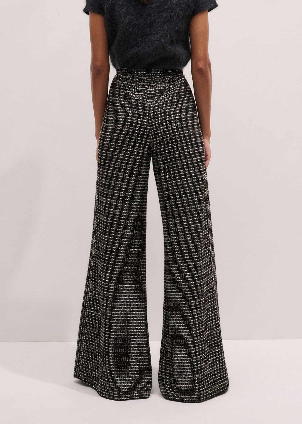 Black Stripe Tweed Wide-Leg Pant | ME+EM