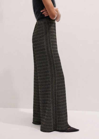 Black Stripe Tweed Wide-Leg Pant | ME+EM