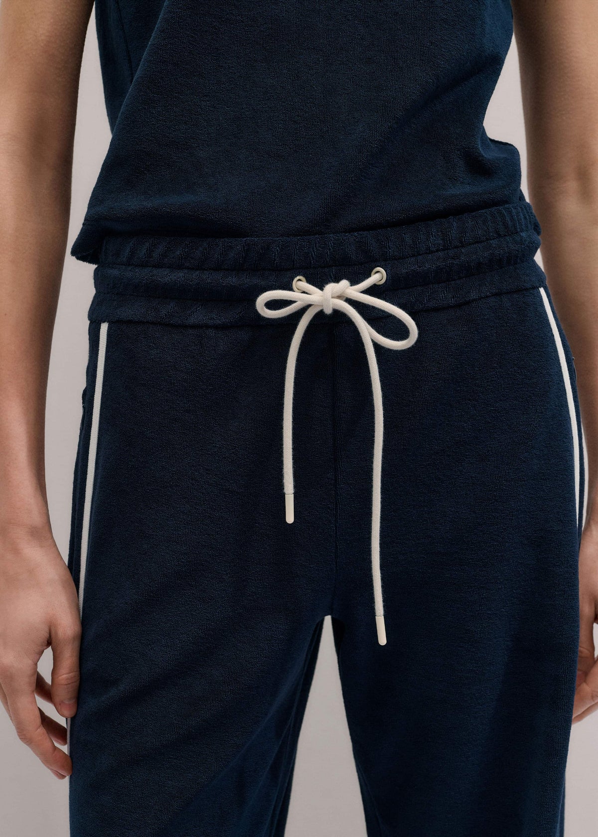 Navy Rib Trim Track Pant | ME+EM