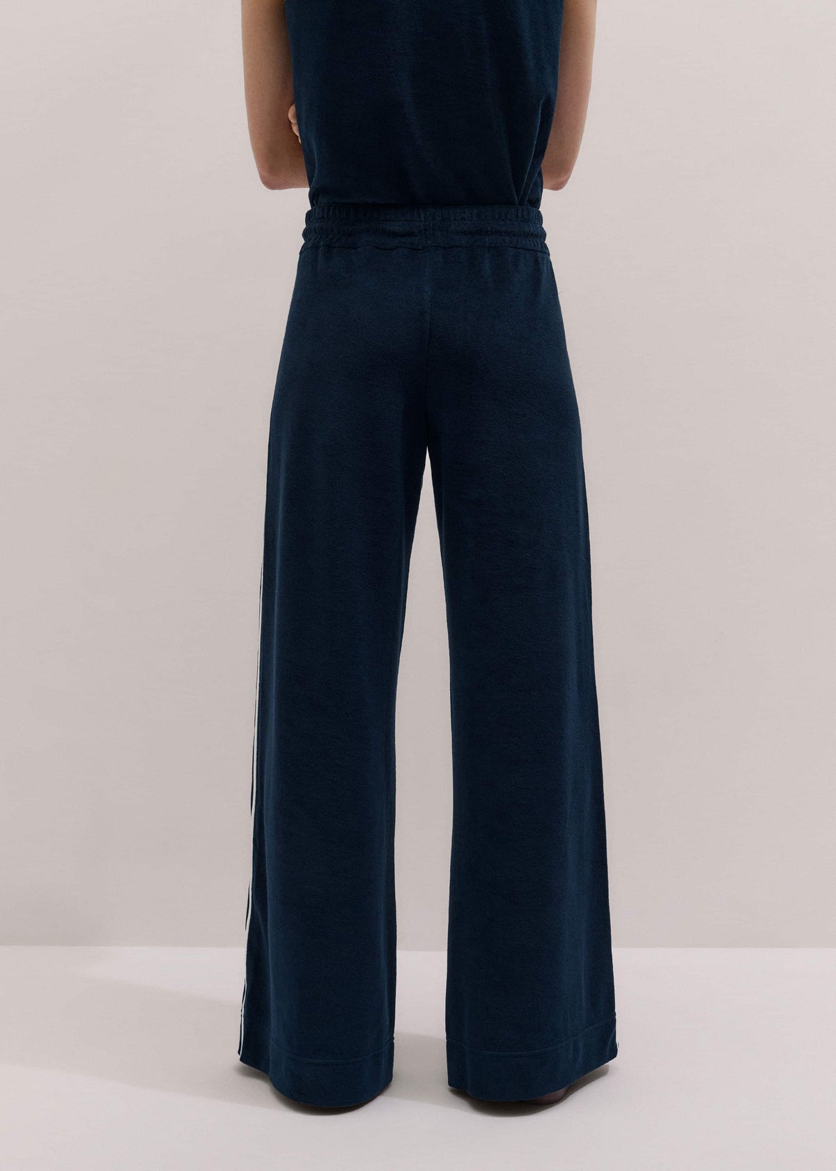 Navy Rib Trim Track Pant | ME+EM