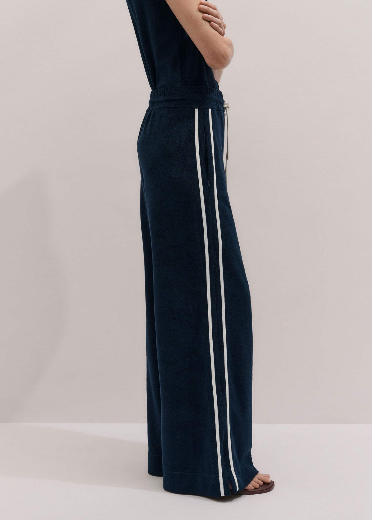 Navy Rib Trim Track Pant | ME+EM