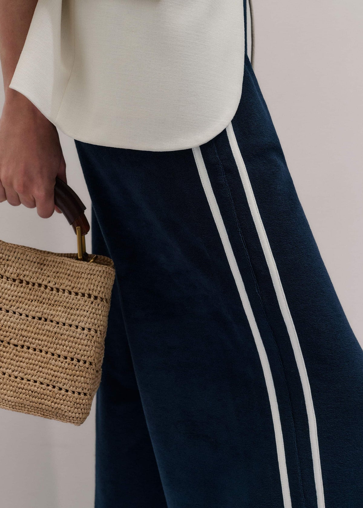 Navy Rib Trim Track Pant | ME+EM
