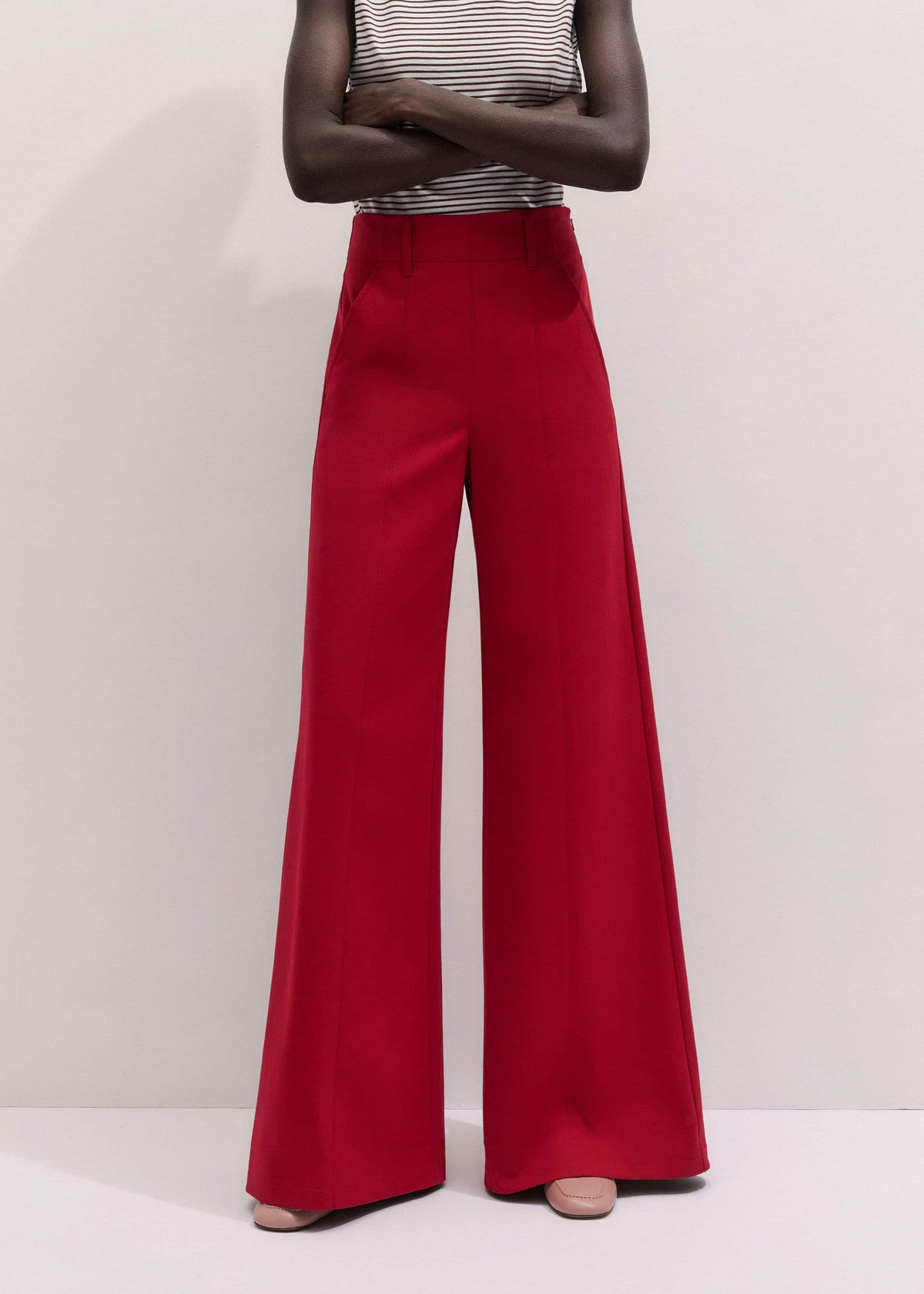 Red High Waist Wide-Leg Pant | ME+EM