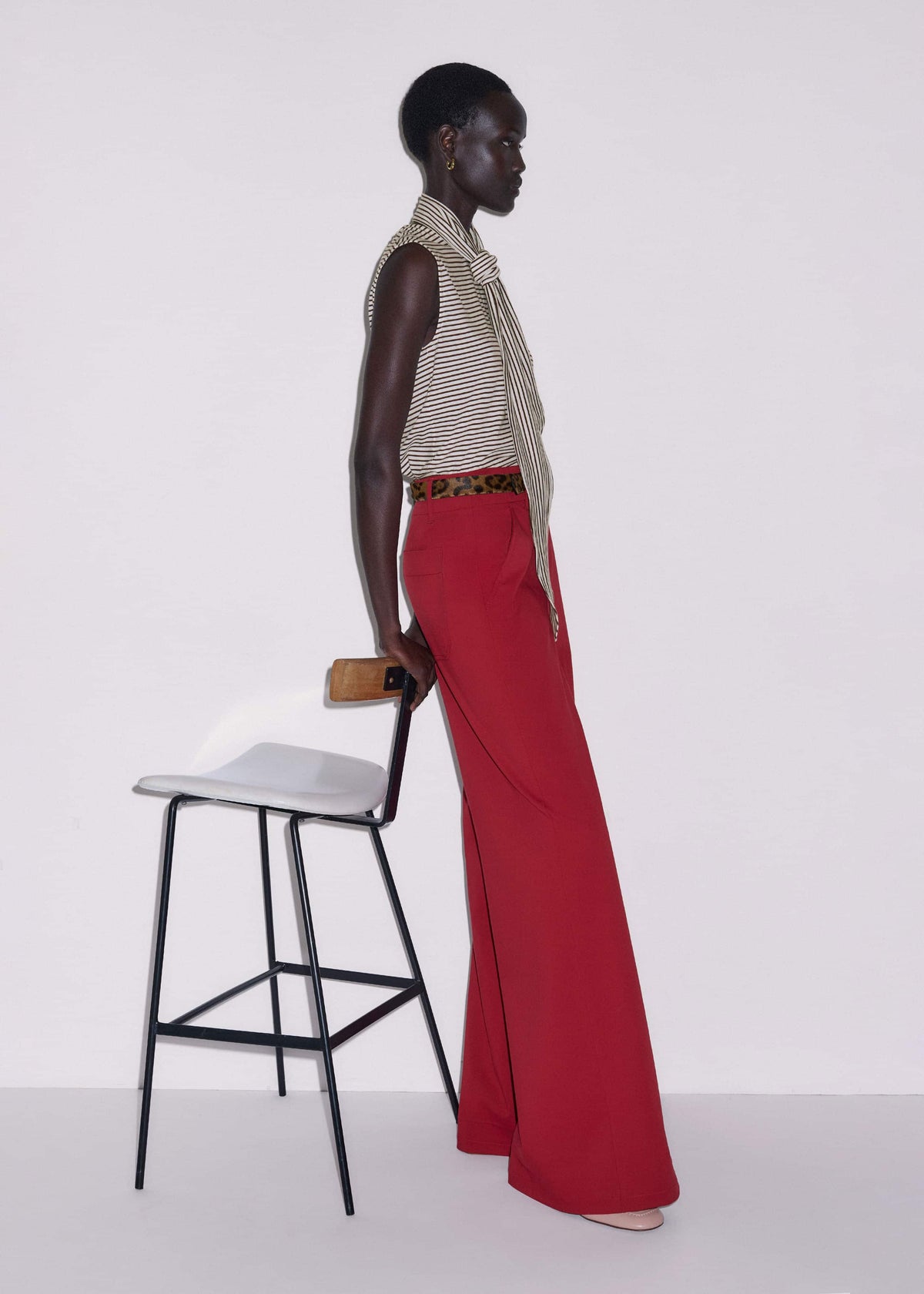 Red High Waist Wide-Leg Pant | ME+EM