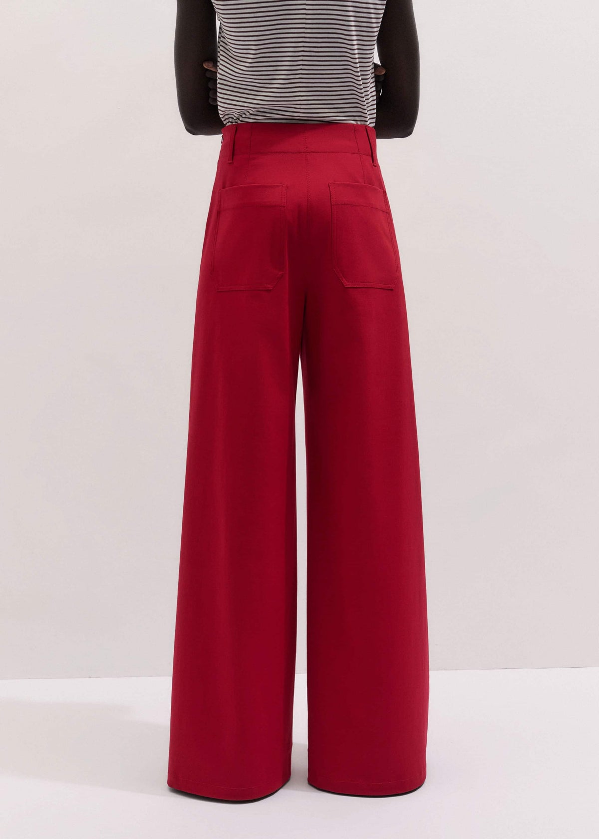 Red High Waist Wide-Leg Pant | ME+EM
