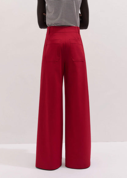 Red High Waist Wide-Leg Pant | ME+EM