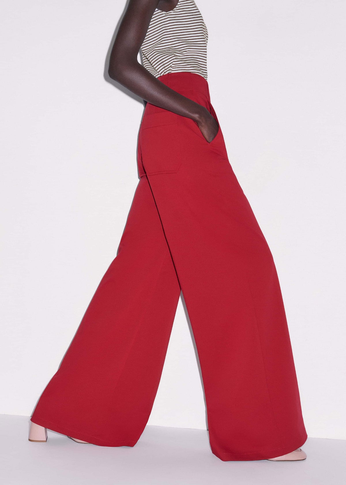 Red High Waist Wide-Leg Pant | ME+EM