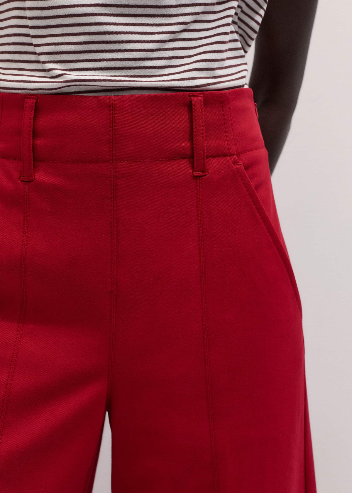Red High Waist Wide-Leg Pant | ME+EM