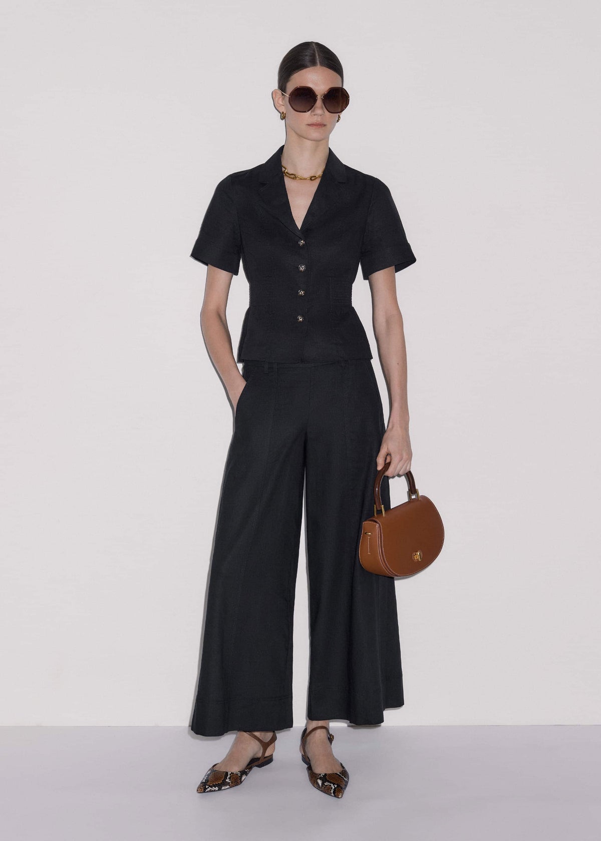 Black Crop Wide-Leg Pant | ME+EM