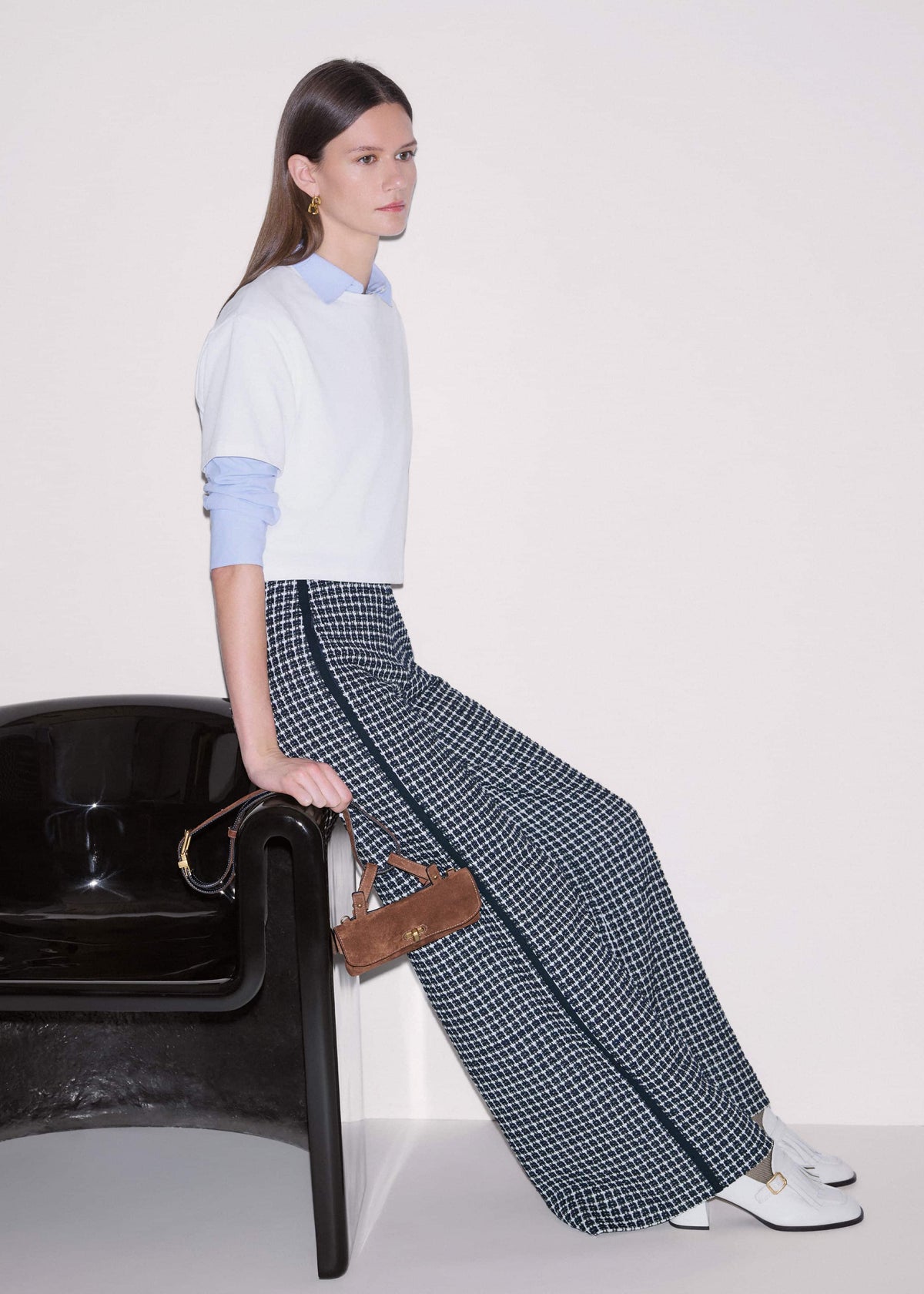 Navy Textured Wide-Leg Pant | ME+EM
