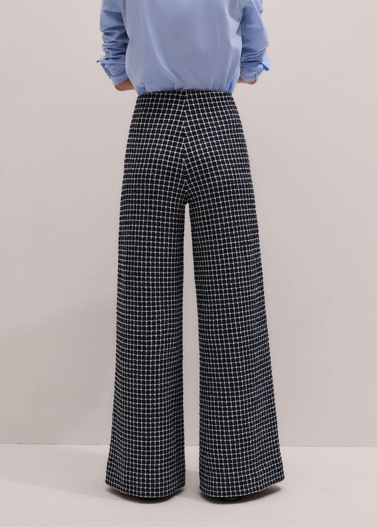 Navy Textured Wide-Leg Pant | ME+EM