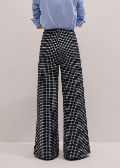 Navy Textured Wide-Leg Pant | ME+EM