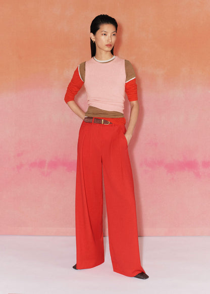 Red Perfect Wide Pleat Front Pant | ME+EM