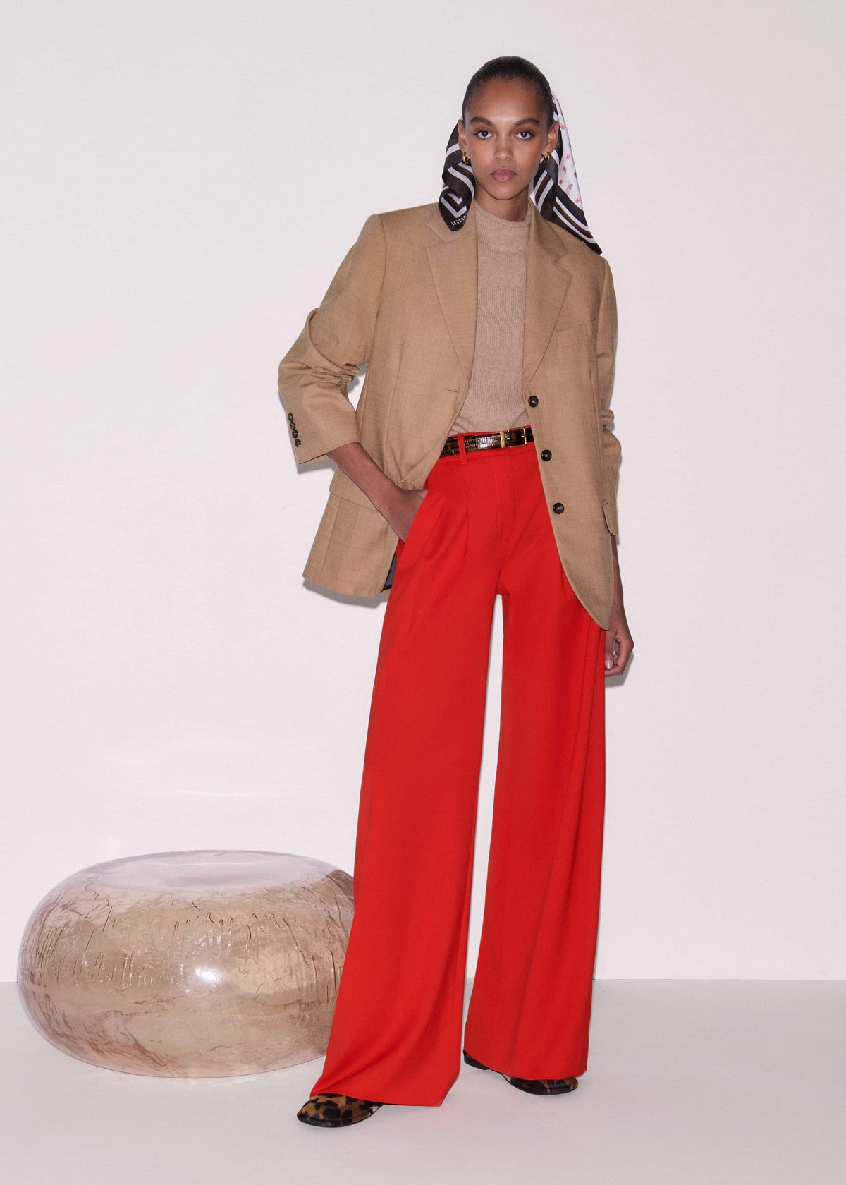 Red Perfect Wide Pleat Front Pant | ME+EM