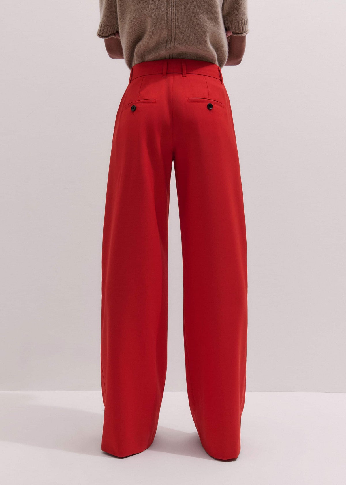 Red Perfect Wide Pleat Front Pant | ME+EM