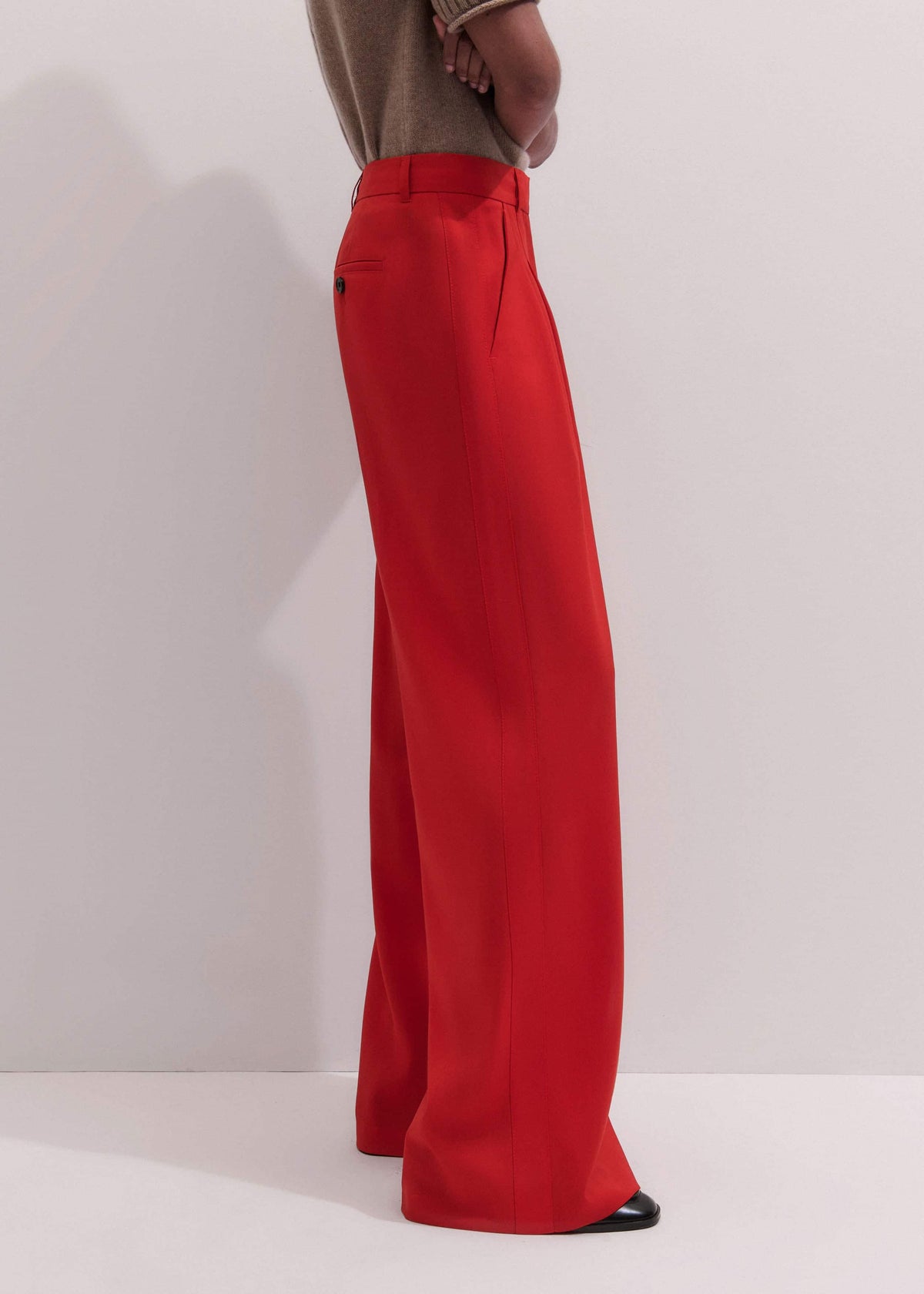 Red Perfect Wide Pleat Front Pant | ME+EM