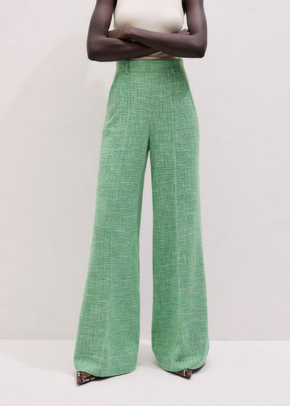 Green Textured Wide-Leg Pant | ME+EM