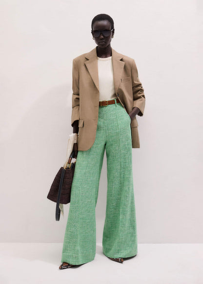Green Textured Wide-Leg Pant | ME+EM