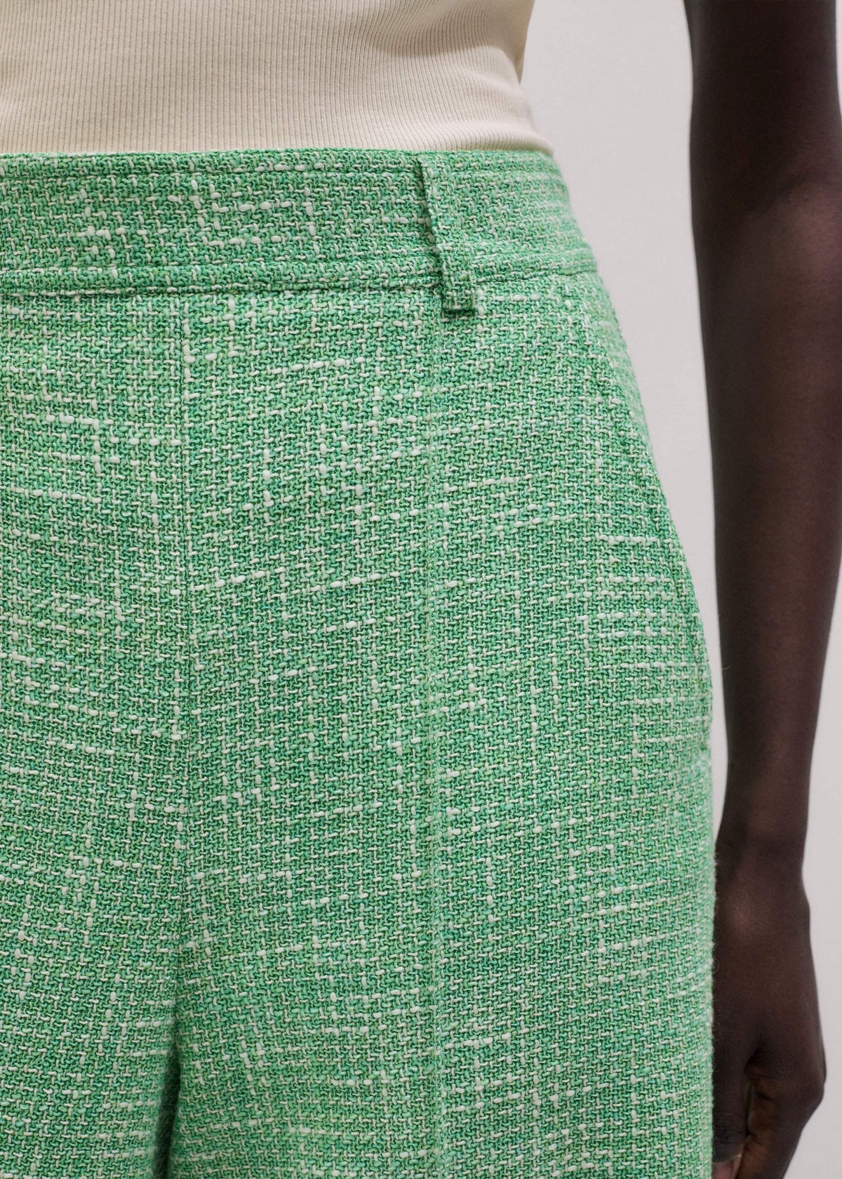 Green Textured Wide-Leg Pant | ME+EM