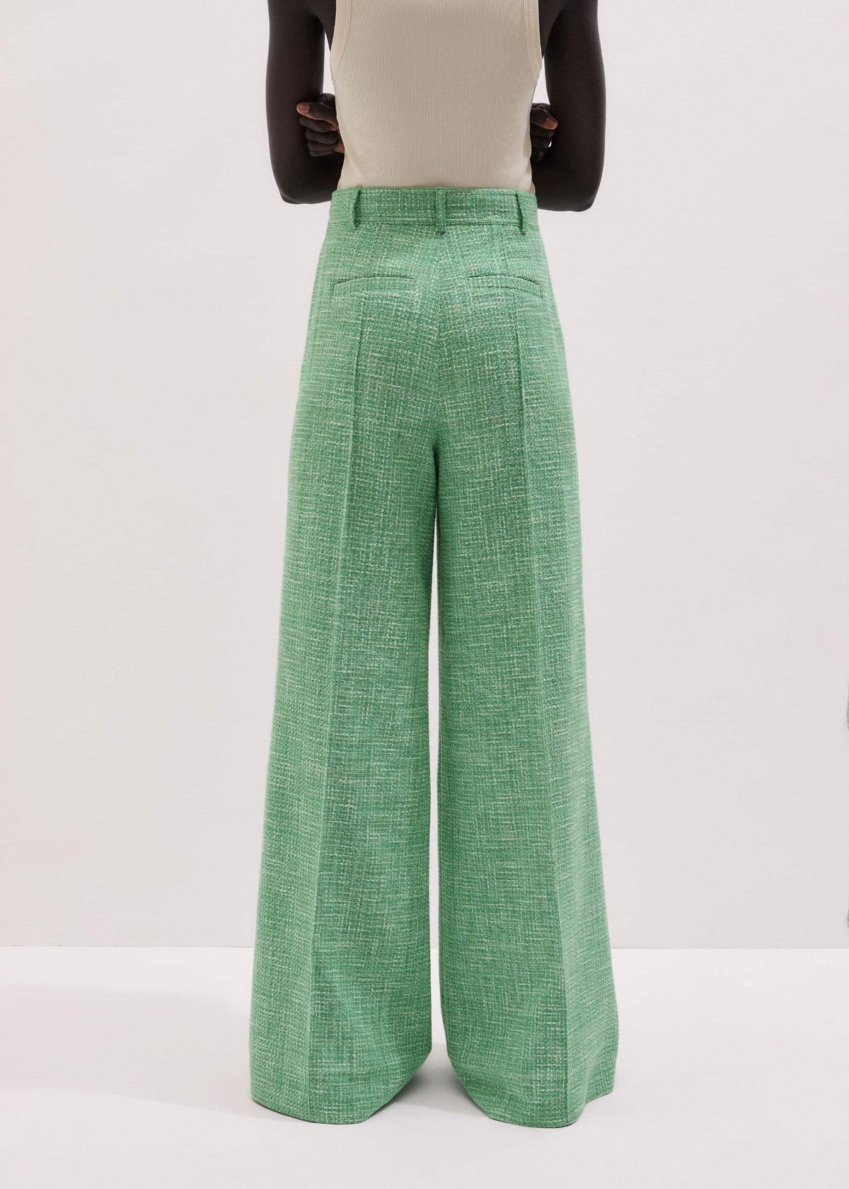 Green Textured Wide-Leg Pant | ME+EM