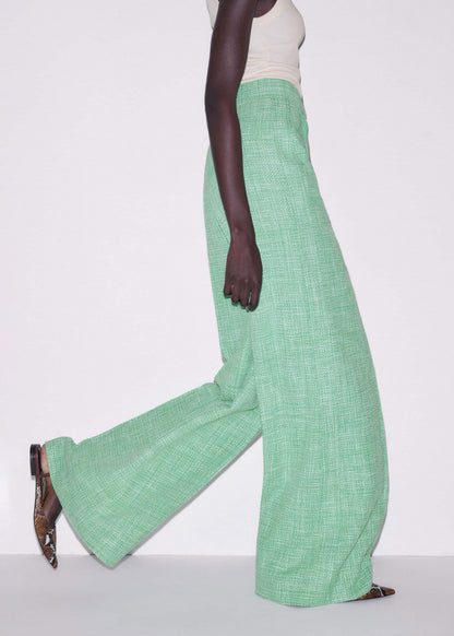 Green Textured Wide-Leg Pant | ME+EM