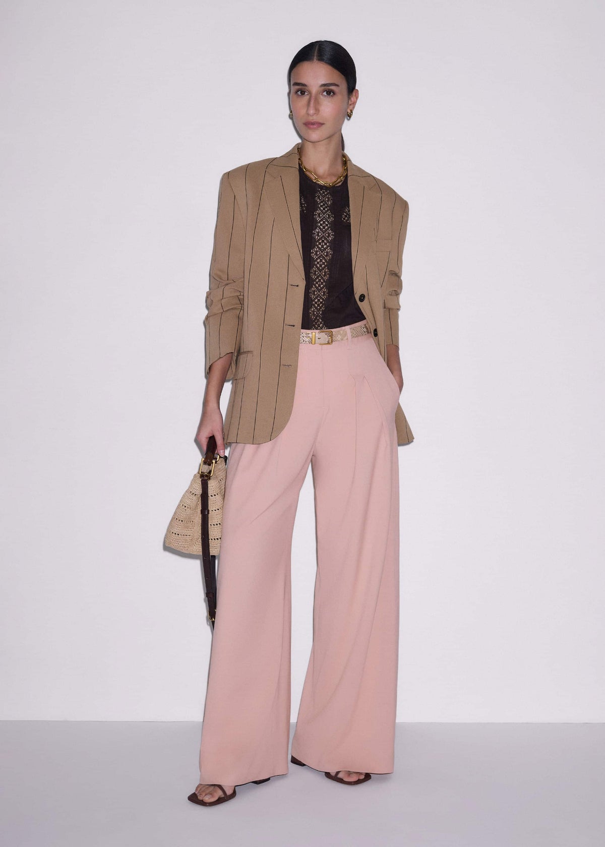Pink Pleat Wide-Leg Pant | ME+EM