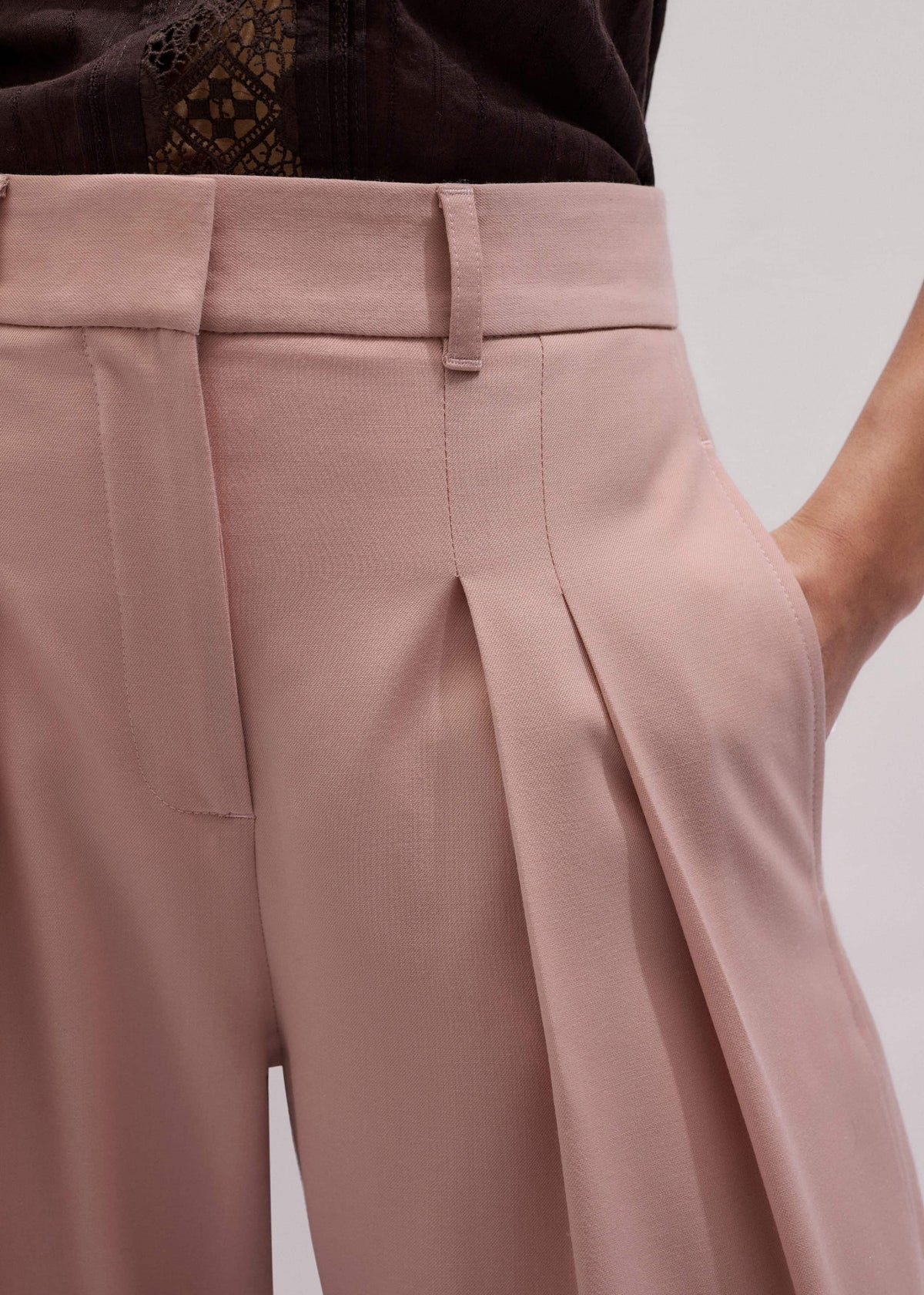 Pink Pleat Wide-Leg Pant | ME+EM