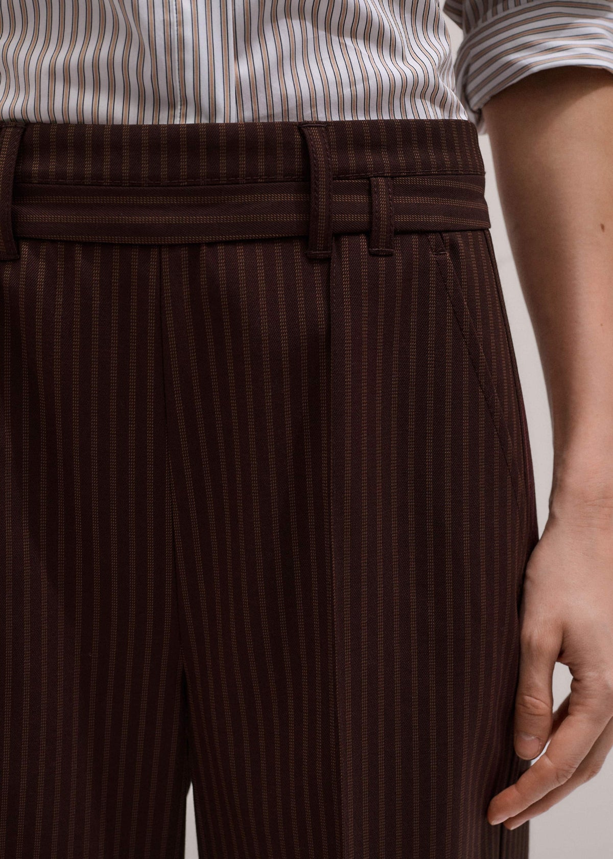 Cinnamon Pinstripe Wide-Leg Pant | ME+EM